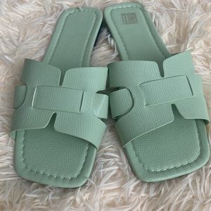Women slide sandals color mint green